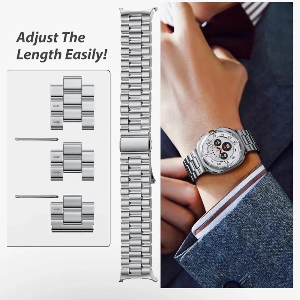 Smartwatch with Silver Metal Band for Samsung Galaxy Watch Ultra 47mm. #57